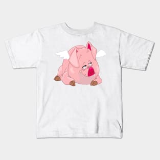 Lazy Pig Cartoon Design Kids T-Shirt